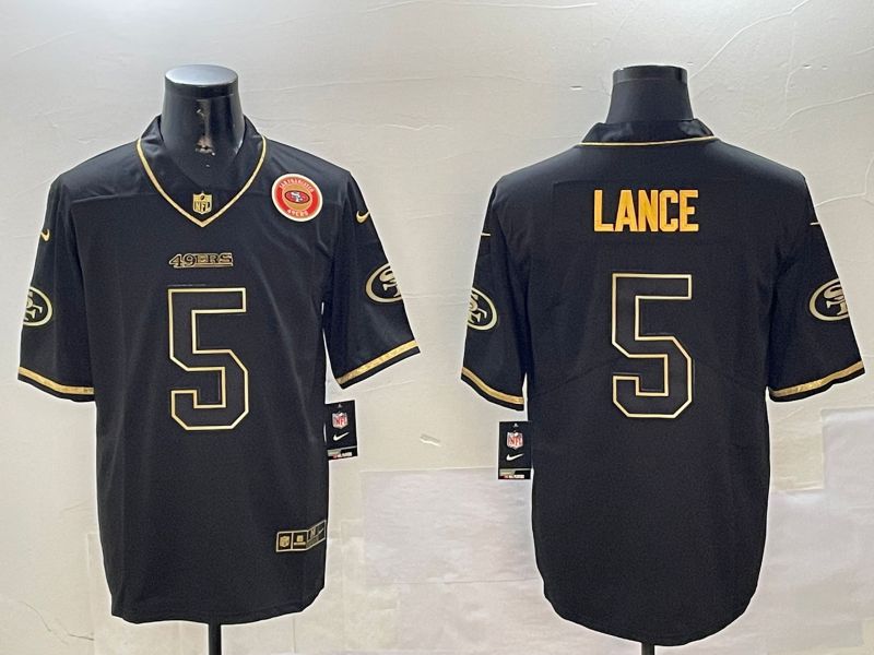 Men San Francisco 49ers #5 Lance Black Gold Throwback 2024 Nike Limited NFL Jersey style 6->san francisco 49ers->NFL Jersey